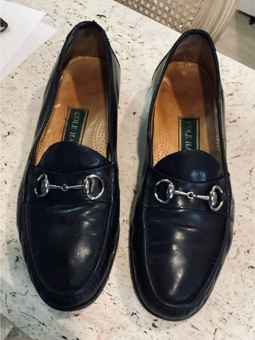 Cole Haan Black Leather Horsebit Loafers